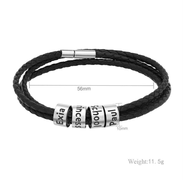 Leather bracelet For men with family names