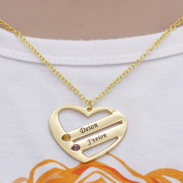 Personalized Heart Necklace with Birthstones - Unique Executive Gifts