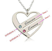 Personalized Heart Necklace with Birthstones - Unique Executive Gifts