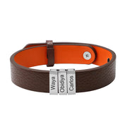 Mens Leather Bracelet With Name Beads
