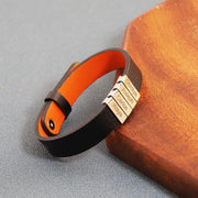 Mens Leather Bracelet With Name Beads