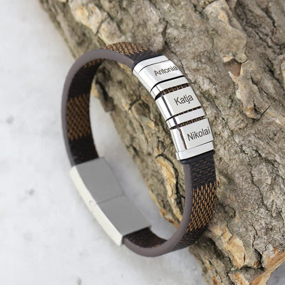 Mens leather bracelet with names - unique executive gifts