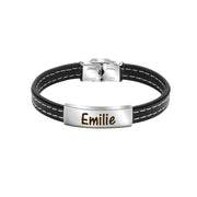 Mens Leather Name Bracelet - Gifts For Him