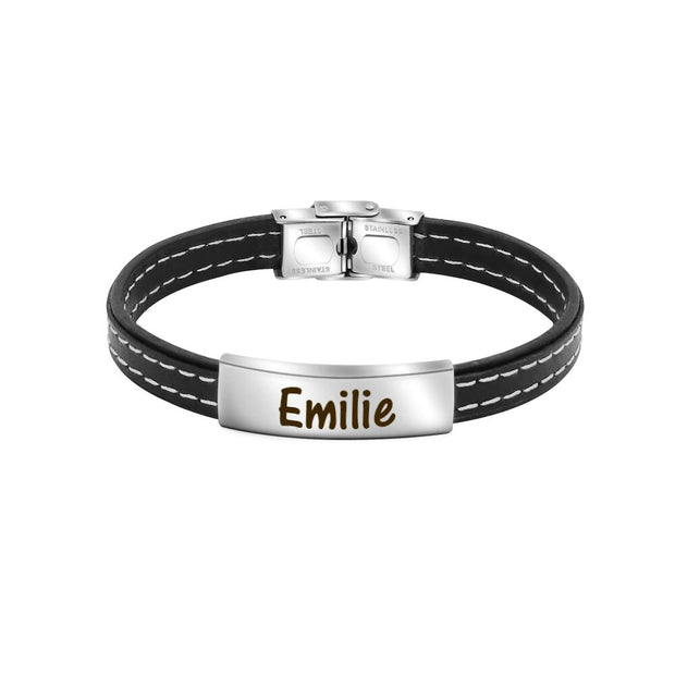 Mens leather name bracelet Clearance