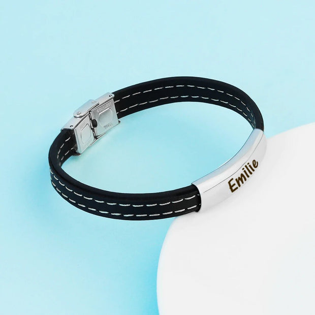 Mens Leather Name Bracelet - Gifts For Him