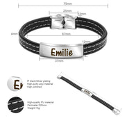 Mens Leather Name Bracelet - Gifts For Him