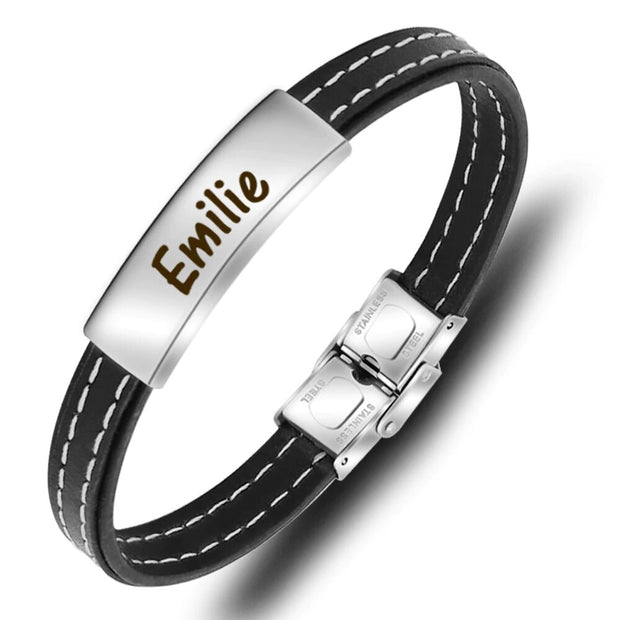 Mens leather name bracelets Clearance