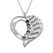 Mom Heart Necklace with Kids Names 925 Sterling Silver - Unique Executive Gifts