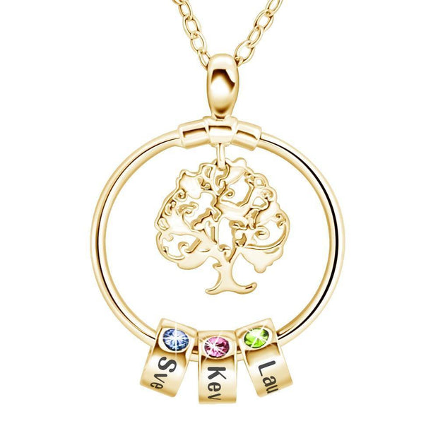 Personalized Family Tree Name Necklace With Birthstone For Mom - Unique Executive Gifts