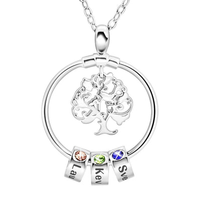 Personalized Family Tree Birthstones Necklace With Children's Names - Unique Executive Gifts