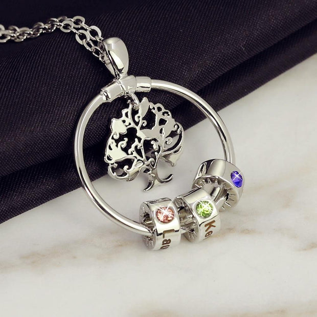 Personalized Family Tree Birthstones Necklace With Children's Names - Unique Executive Gifts