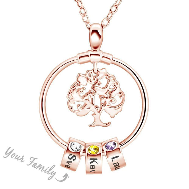 Personalized Family Tree Birthstones Necklace With Children's Names - Unique Executive Gifts