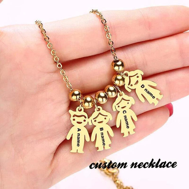 Engraved Kids Charms Necklace For Mom With Children's Names - Unique Executive Gifts