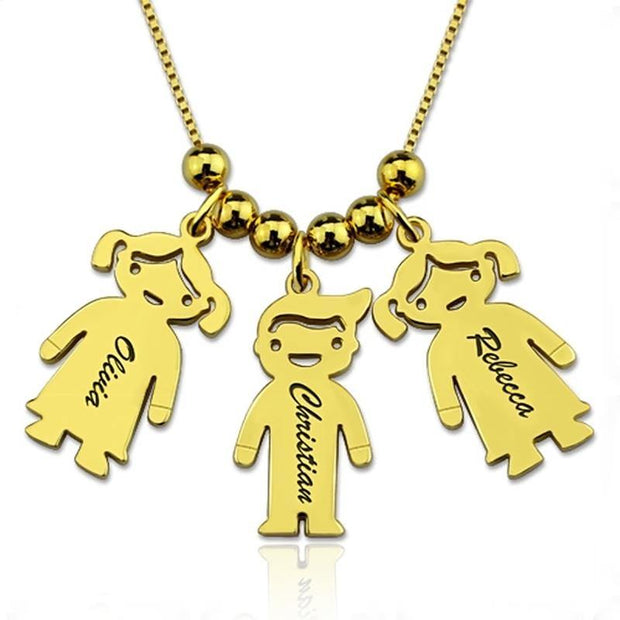 Engraved Kids Charms Necklace For Mom With Children's Names - Unique Executive Gifts