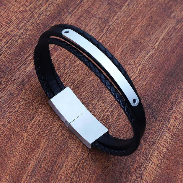 Personalized Leather bracelet For men With Name