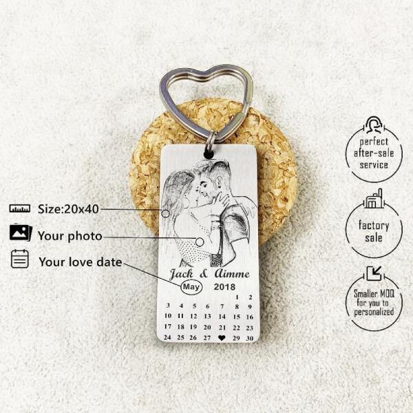 Personalized  Photo Calendar Keychain Anniversary Gifts - Unique Executive Gifts