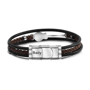 Personalized leather bracelet with name and text