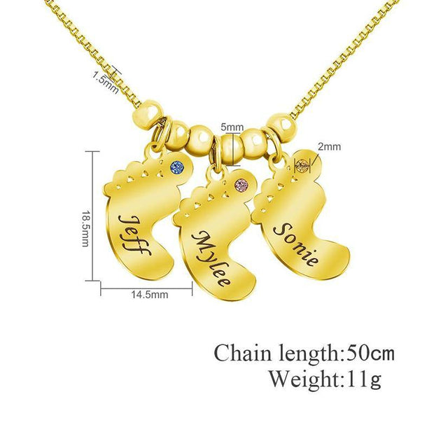 Personalized Baby Feet Necklace With Children's Names For Mother's - Unique Executive Gifts