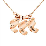 Personalized Baby Feet Necklace With Children's Names For Mother's - Unique Executive Gifts