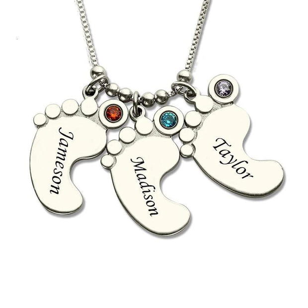 Personalized Baby Feet Necklace With Children's Names For Mother's - Unique Executive Gifts