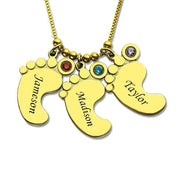 Personalized Baby Feet Name Necklace with Birthstone For Mother's - Unique Executive Gifts