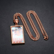 18K Gold Plating Medallion Necklace Photo Rectangle Pendant Necklace For Men - Unique Executive Gifts