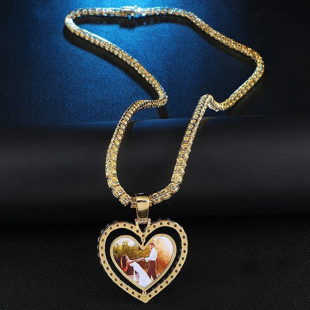 Photo Rotating Heart Necklace