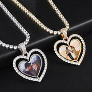 Personalized  Heart Rotating Double-sided Picture Pendant Necklace - Unique Executive Gifts