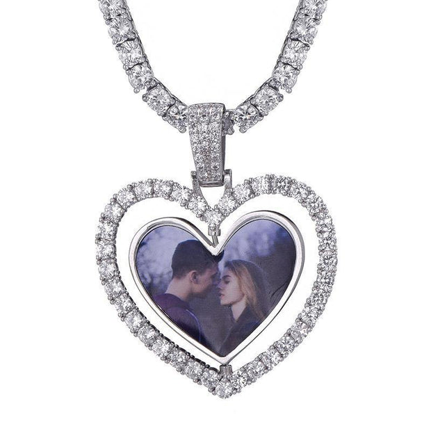 Photo Rotating Heart Necklace