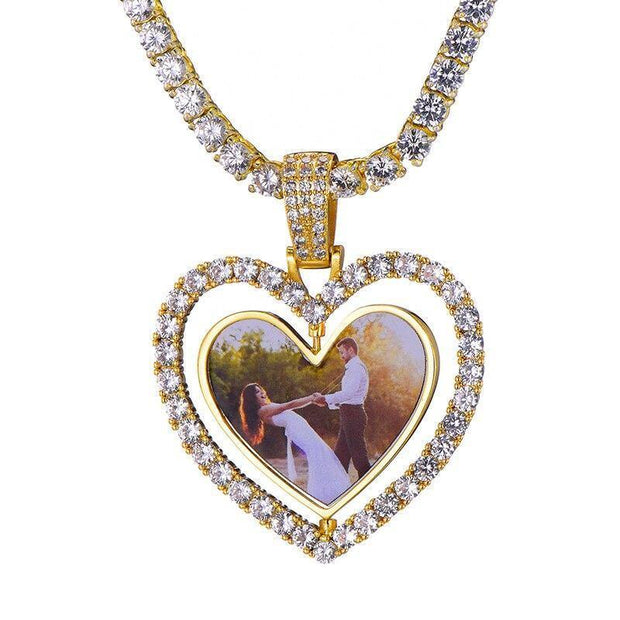 Photo Rotating Heart Necklace