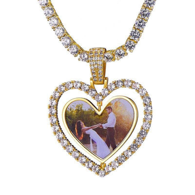 Photo Heart Rotating Double Sided Picture Pendant