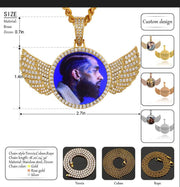 14k Gold Plated Photo With Wings Medallions Necklace