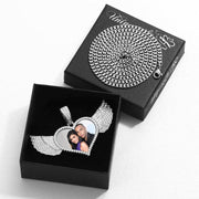 Angel Wings Heart Photo Medallion Necklace