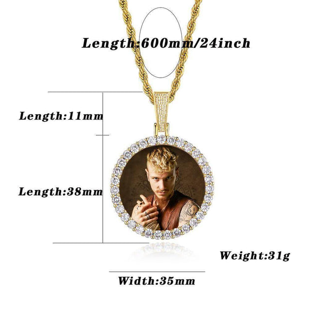 Memorial Picture Pendant Necklace For Men