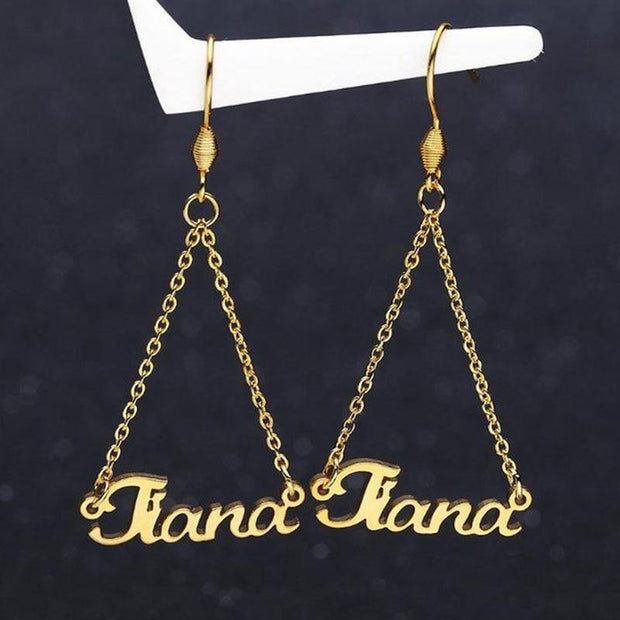 Personalized Double Linked Chain Name Earrings - Unique Executive Gifts