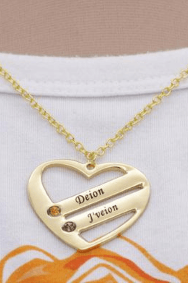 Personalized Heart Necklace with Birthstones - Unique Executive Gifts