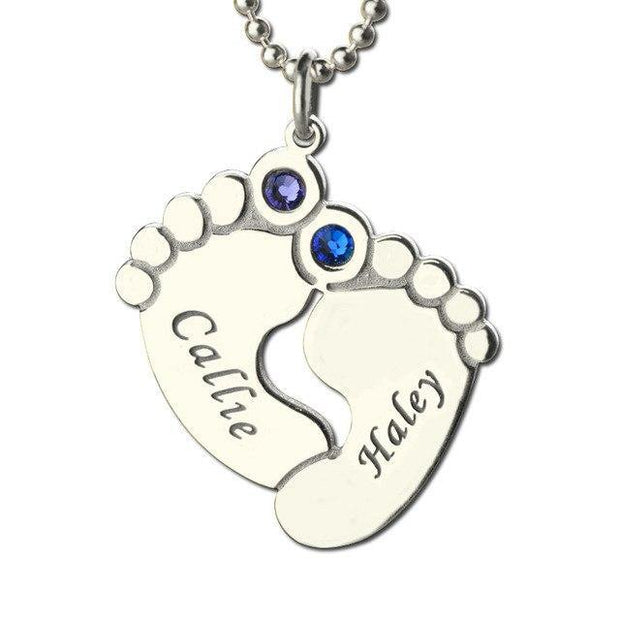 Personalized Baby Feet Necklace with Birthstones - Unique Executive Gifts