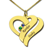 Two Hearts Forever One Necklace with Birthstones - Unique Executive Gifts