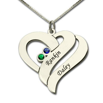 Two Hearts Forever One Necklace with Birthstones - Unique Executive Gifts