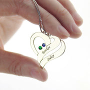 Two Hearts Forever One Necklace with Birthstones - Unique Executive Gifts