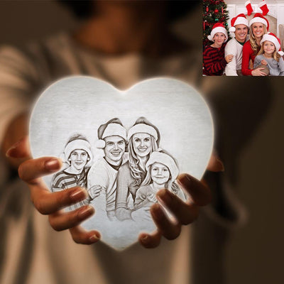 Christmas Gift 3D Printed Photo Heart Lamp Personalized Night Light