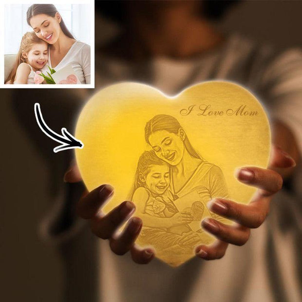 Photo Moon Lamp Custom 3D Photo Light Lamp Moon Heart Shape Gift For Father