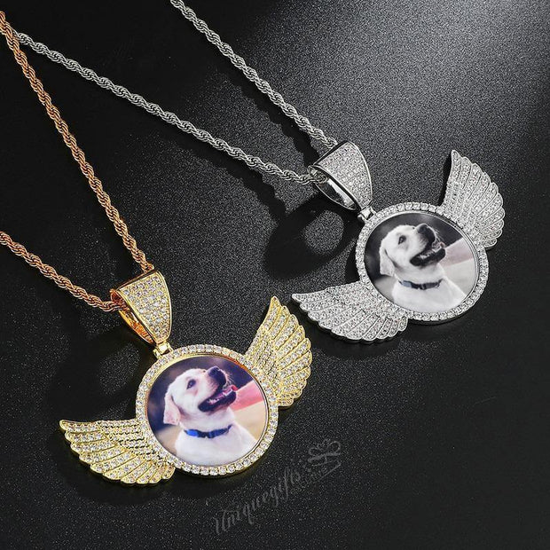 Personalized Angel Wings Picture Necklace