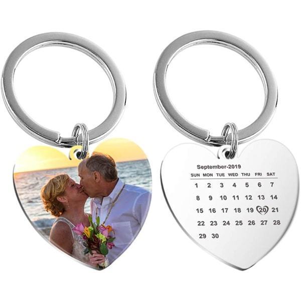 Anniversary Date keychain With Picture 