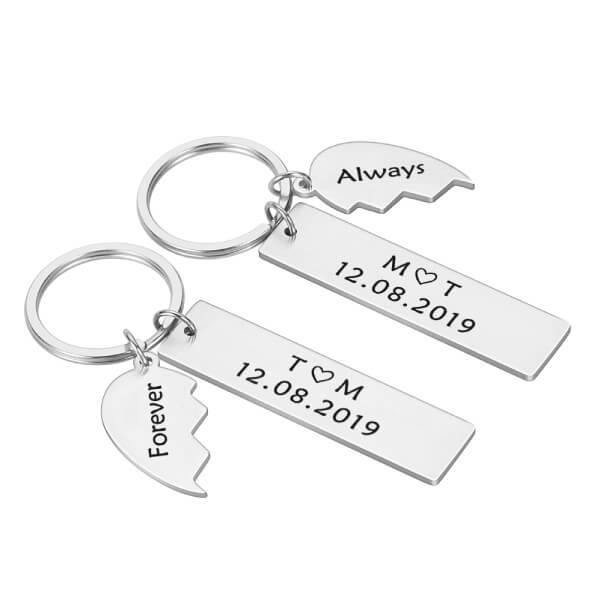 Personalized Split Heart Keychains For Couple - Unique Executive Gifts