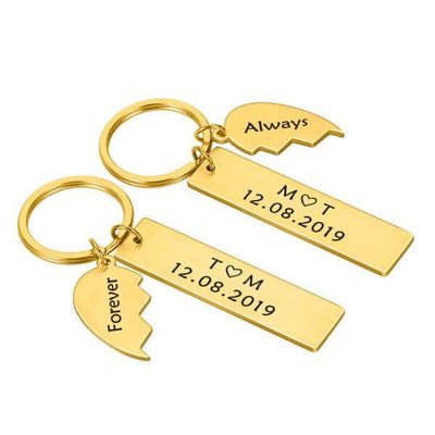 Personalized Split Heart Keychains For Couple - Unique Executive Gifts