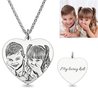 Engraved Heart Photo Pendant Necklace - Unique Executive Gifts