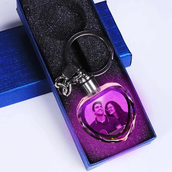 Laser engraved crystal glass keychain