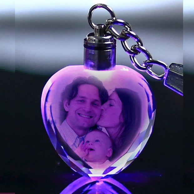 Laser engraved crystal glass keychain