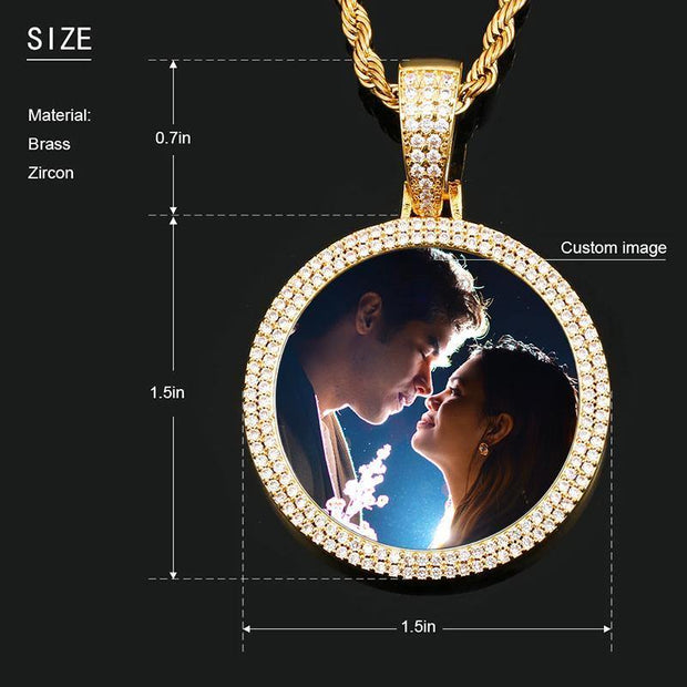 14k gold picture necklace for men